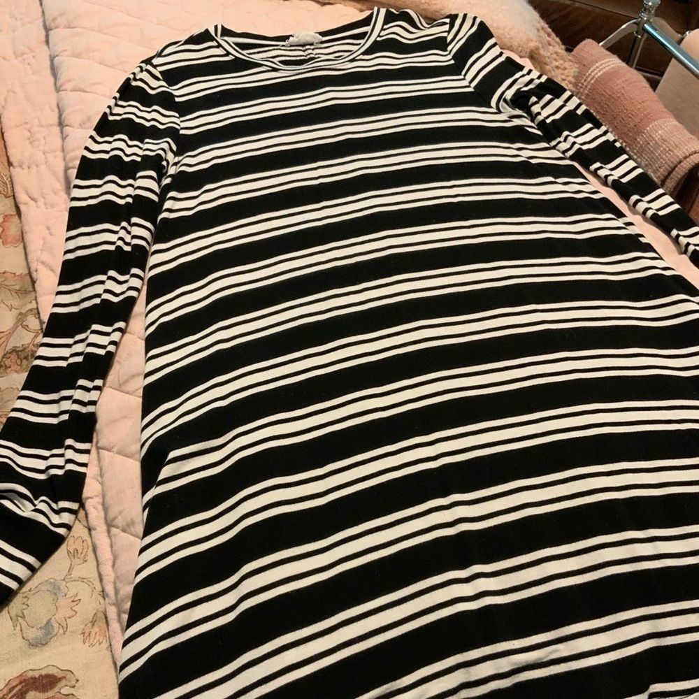 Loft black and white striped dress size S